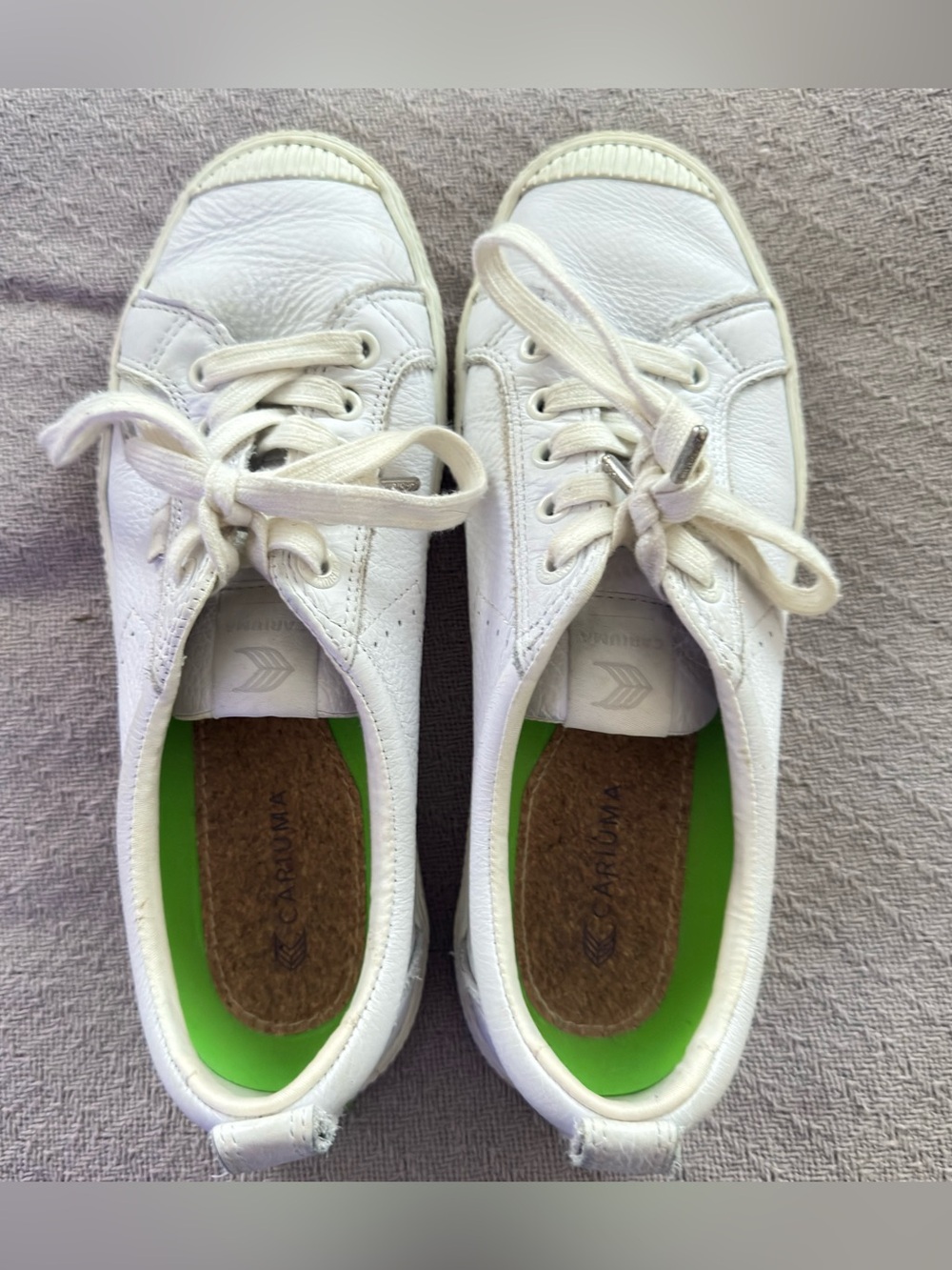 Cariuma White Leather Lace-Up Sneakers Size 9 - Picture 4 of 6